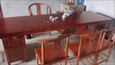 实木原木大板茶桌椅组合一桌五椅新中式简约茶几办公室家用泡茶台 1.6米大板 [石盘款]+4月牙椅 实拍图