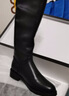 达芙妮官方长筒靴女2025秋冬新款骑士靴子女显瘦加绒高筒靴英伦风时装鞋 复古黑 单层 37 实拍图