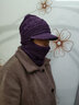 谦饰祥 帽子女中老年冬季休闲加厚毛线帽加绒保暖围巾妈妈帽连体针织帽 深紫 55-61有弹性 实拍图