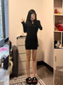 皮尔卡丹黑色性感辣妹纯欲连衣裙子女2025春秋新款显瘦收腰长袖包臀后妈裙 黑色【连衣裙女夏/垂坠感连衣裙 M 45/55kg 实拍图