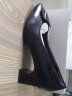红蜻蜓时尚方扣通勤高跟鞋女士单鞋气质优雅粗跟女鞋 WLB33095黑色35 实拍图