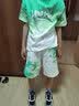 三叶豆【两件】男童夏季套装2026新款儿童运动服大童男孩t恤短裤夏装衣 X19-绿色 t恤+短裤 140 实拍图