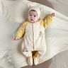 婴儿冬款连体衣夹棉冬装外套秋冬季连脚棉服新生衣服冬天棉衣薄棉 S350轻软薄棉黄色 73cm 6-10个月宝宝 实拍图