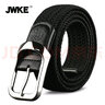 JWKE韩版编织腰带男士帆布皮带休闲百搭针扣弹力松紧青年学生牛仔裤带 黑色 110cm 建议体重131-160斤 实拍图
