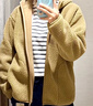MUJI 女式 长毛抓绒 连帽衫 摇粒绒外套冬季款长袖女装上衣BB2QOA4A 米色 L(165/88A) 实拍图