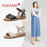 奥康（Aokang）女鞋坡跟一字带凉鞋牛皮舒适日常休闲外穿妈妈鞋T666688810黑37码 晒单实拍图