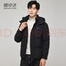 雅鹿羽绒服男士短款韩版潮流工装青年时尚休闲加厚外套 黑色 170  实拍图