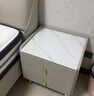 锐例轻奢实木床头柜简约现代家用卧室岩板床边柜网红时尚收纳储物柜 米白色50长40宽50高 【实木款】 实拍图