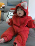 papa爬爬秋冬新款男女宝宝动物造型爬服抱抱绒连体衣婴儿保暖哈衣 橘红色 90cm 实拍图