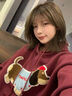LEMANISM加绒卫衣男明星同款腊肠狗春秋长袖T恤连帽宽松情侣外套女 酒红色 L 实拍图