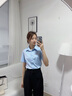 海澜之家（HLA）短袖衬衫女夏季款商务通勤纯色抗菌正装衬衣女装 【抗菌】浅蓝Y1 35 155/80A 实拍图