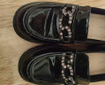 达芙妮（DAPHNE）单鞋女皮鞋2023夏季新款学生英伦风乐福鞋软底粗跟一脚蹬工作 黑色 跟高5cm 38 标准码 晒单实拍图