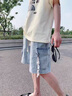 百鹊亭美式工装牛仔短裤男2026夏季潮牌宽松复古休闲五分裤子男 浅蓝色 XL 实拍图