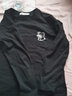 米子旗纯棉长袖t恤女春秋2025新款女装慵懒风学生宽打底衫上衣 （长）白字9253左胸小 黑色 L 110-120斤 实拍图