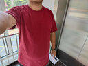 PAUL DRREHOR 保罗·德雷尔240重磅纯棉短袖t恤男高档纯色简约休闲基础款内搭半袖打底衫 酒红 5XL  200-220斤 实拍图