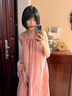 羽雅曼海边沙滩裙挂脖纯欲连衣裙女吊带裙2025春夏度假风小个子裙子长裙 粉色无袖吊带长裙 L 实拍图