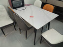 晨巢岩板餐桌椅组合 意式轻奢吃饭桌子中小户型简约方餐桌餐厅家具 黑色框架哑光雪山白-101皮椅款 1.4m 一桌六椅 实拍图