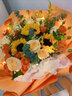 插画鲜花速递向日葵玫瑰混搭花束送女友老婆生日礼物全国同城配送 11朵香槟2朵向日葵混搭花束 实拍图