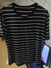 森马（Semir）短袖T恤男夏季时尚经典条纹圆领上衣日常简约装修身 黑白色调00391 180/96A/XL 实拍图