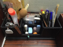 AKBK笔筒多功能桌面茶几遥控器收纳盒会议室办公用品文具皮质名片盒黑 双笔筒-黑色牛皮纹 实拍图