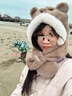 巴拉巴拉儿童帽子围巾一体防风男女童加厚保暖冬季宝宝护耳帽208424160207 实拍图