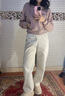 咪小主 加绒加厚雪尼尔秋冬高腰阔腿裤女宽松显瘦韩版学生直筒裤拖地裤 升级-加绒米色（无口袋） XL 【125-140斤】 实拍图