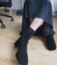达芙妮加绒短靴女2025冬季新款气质绒面时装靴百搭粗跟法式瘦瘦靴女靴 黑色加绒 36 实拍图