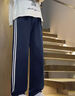 唐号校服裤男夏季裤子男学生运动卫裤三条杠休闲裤男女条纹藏青色校裤 三条杠黑色 XL 晒单实拍图