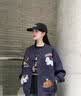 LEMANISM外套女潮牌卡通毛巾绣棒球服男2025春秋新款潮牌情侣款夹克上衣 藏青色 M 实拍图