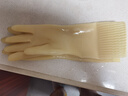 巧姨橡胶手套加长保暖一体植绒洗碗洗衣服女手套加长款 38cm乳白色加长（不加绒）1双装 M(中码) 实拍图