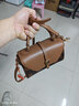 稻草人女包斜挎包真皮旗舰小包单肩包新款小方包手提包撞色老花妈妈包 小版深棕色19.8*9.5*13cm 实拍图