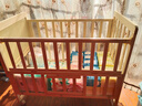 笑贝乐婴儿床拼接大床实木无漆多功能新生儿童可移动摇篮宝宝bb床无漆床 实木床+蚊帐+飞天小熊五件套 双层小床可加长（102/60）0-5岁 实拍图