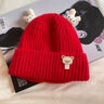 李晨曦（Lichenxi）婴儿帽子秋冬毛线帽可爱超萌保暖防风男童女宝宝搞怪针织冬天儿童 翊鹿角小熊毛线帽—红色 适合1-3岁宝宝头围46-50CM 实拍图