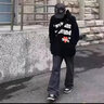 百鹊亭牛仔裤男2025春夏季美式高街宽松直筒休闲裤男潮牌阔腿长裤子男 黑灰色 L 实拍图