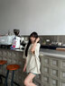 BJHG【徐新驰同款】 不计后果夏美式环保麂皮绒短袖上衣男宽松情侣T恤 卡其色 L (120-140斤） 实拍图