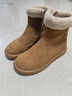 ZHR雪地靴女牛皮加绒加厚女靴冬季羊羔毛平底短靴女 EH97B 驼色 39  实拍图