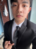 马尼亚袋鼠西服男士商务正装西装男套装外版修身伴郎新郎结婚休闲职业装男 上衣+西裤+衬衫+领带 165【46/M码】合适110-120斤 实拍图
