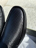 梦特娇男鞋 镂空一脚蹬休闲皮鞋 夏季冲孔透气头层牛皮凉鞋软底豆豆鞋 黑色（皮鞋码） 41 实拍图