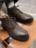 七匹狼休闲鞋男真皮马丁靴男夏季加绒工装靴男士休闲皮鞋英伦高帮靴子男 棕色（加绒） 40 实拍图