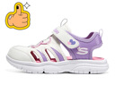 Skechers斯凯奇儿童包头凉鞋男童鞋夏季轻质防滑女大童大头沙滩鞋302969L 女童/白色/薰衣草色/WLV 35 实拍图