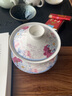 野翔宁夏兰州八宝茶盖碗陶瓷特大号甘肃青花瓷单个大茶杯泡茶碗三泡台 三色花（300毫升） 实拍图