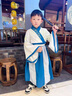 奥蒙威儿童古装汉服国学服朗诵表演男女中国风服小学生中秋演出服BY05 99-2蓝色大袖 130 实拍图