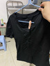 妙奕嘉短袖女修身正肩t恤新款夏季白色V领半袖纯欲辣妹上衣显瘦百搭纯色 V领收腰短袖【黑色】 M 【建议 95-105斤】 实拍图