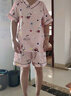 依善屋舍冰丝睡衣女夏季短袖两件套装韩版清新学生夏天家居服套装 DY1944粉色主推款 XL建议体重130斤内 实拍图