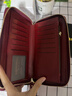班亚奴（banyanu）2025新款女士钱包女简约复古真皮长款大容量钱夹多功能拉链手拿包 酒红色（单拉链款）防盗刷 实拍图
