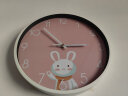 摩门（Momen）挂钟儿童房卧室石英钟粉色兔子女生卡通创意钟表12英寸 HH0155 实拍图