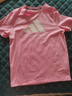 阿迪达斯（adidas）儿童T恤夏季户外运动休闲百搭短袖 粉+白  164  实拍图
