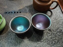 建缘天成 建盏茶杯彩金束口6.5口径小盏陶瓷杯子品茗杯一口杯茶盏 兰紫对杯(两只礼盒装) 实拍图