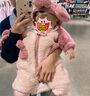 papa爬爬秋冬新款男女宝宝动物造型爬服抱抱绒连体衣婴儿保暖哈衣 粉色 73cm 实拍图