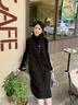 对白【杜鹃同款】黑色细闪小香风无袖连衣裙女2024冬季新款背心裙 经典黑 S 实拍图
